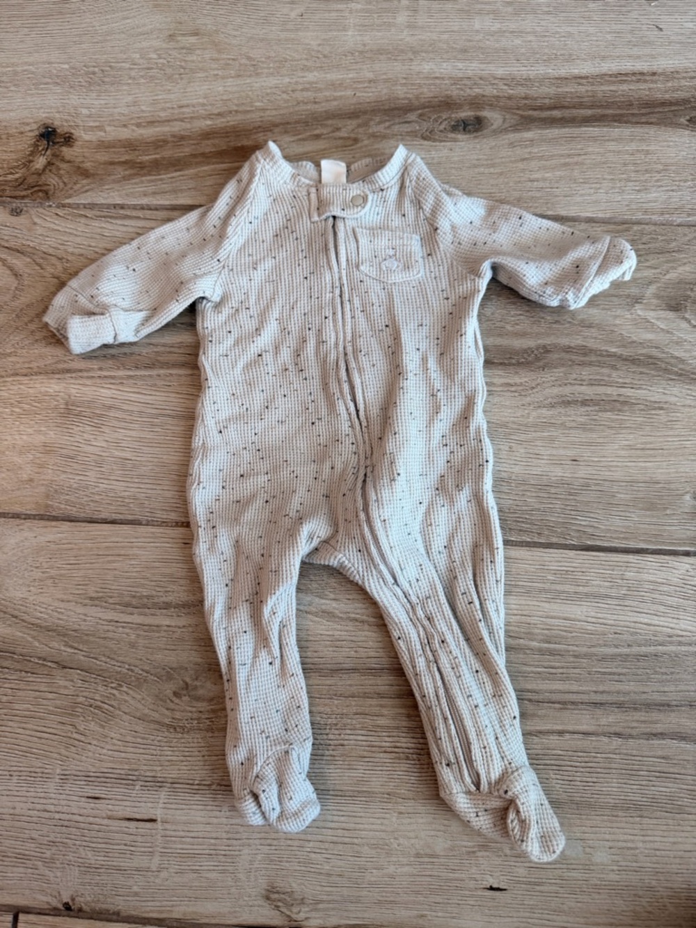 GAP Cream Speckled Knit Footed One-Piece